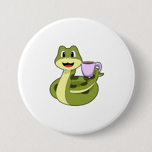 Snake with Cup of Coffee 7.5 Cm Round Badge