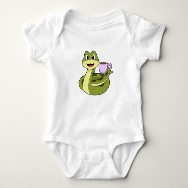 Snake with Cup of Coffee Baby Bodysuit (Front)