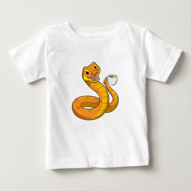 Snake with Cup of Coffee Baby T-Shirt (Front)