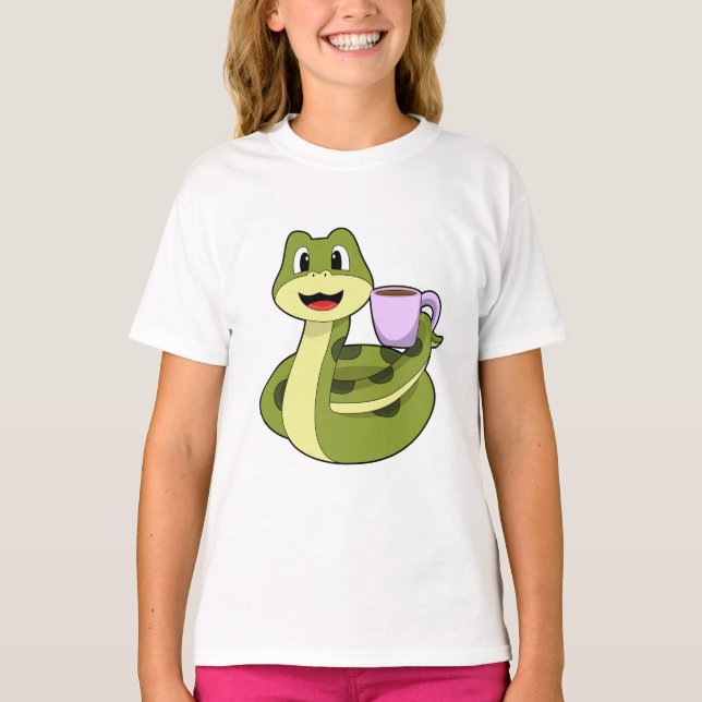 Snake with Cup of Coffee T-Shirt (Front)