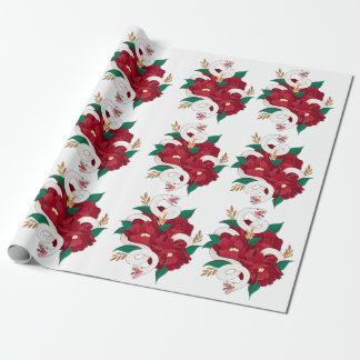 Snake with flowers wrapping paper