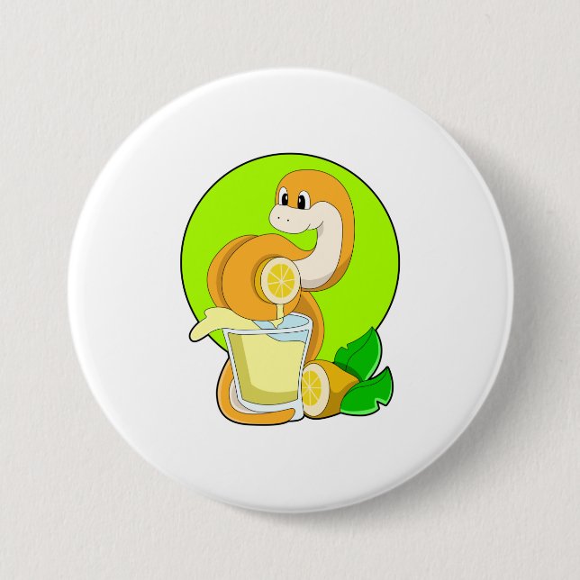 Snake with Glass of Lemon juice 7.5 Cm Round Badge (Front)