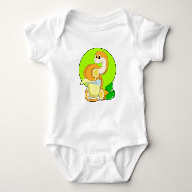 Snake with Glass of Lemon juice Baby Bodysuit (Front)