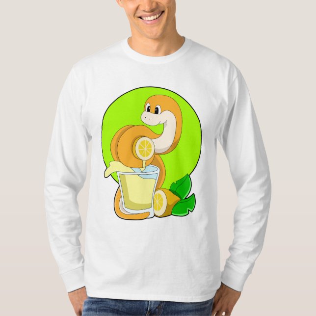 Snake with Glass of Lemon juice T-Shirt (Front)