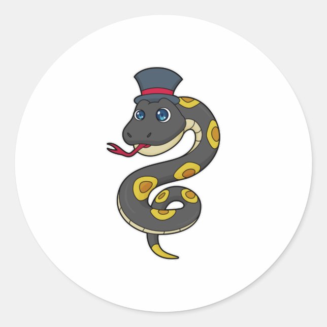 Snake with Hat Classic Round Sticker (Front)