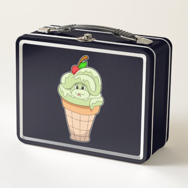 Snake with Ice cream cone & Cherry Metal Lunch Box (Front)