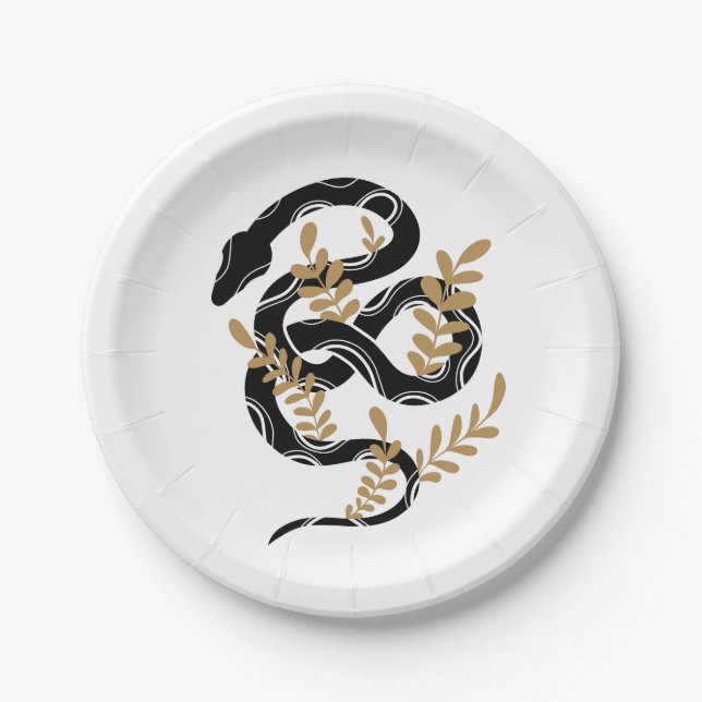 Snake with plants paper plate (Front)