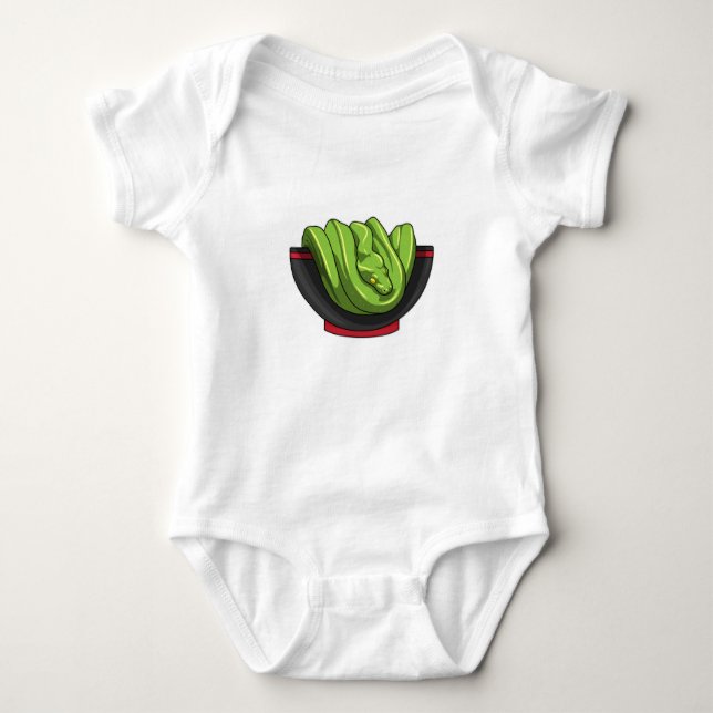 Snake with Ramen Bowl Baby Bodysuit (Front)