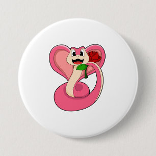 Snake with Rose 7.5 Cm Round Badge