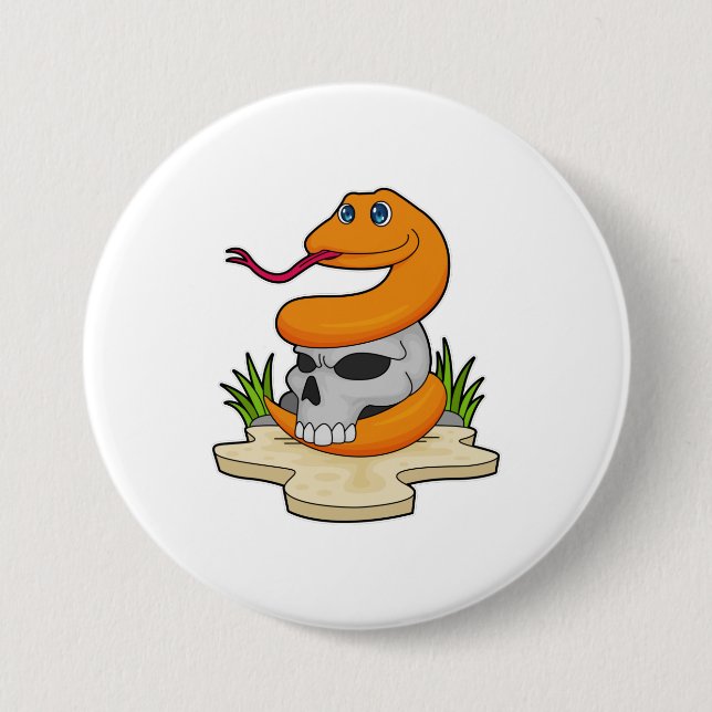 Snake with Skull 7.5 Cm Round Badge (Front)