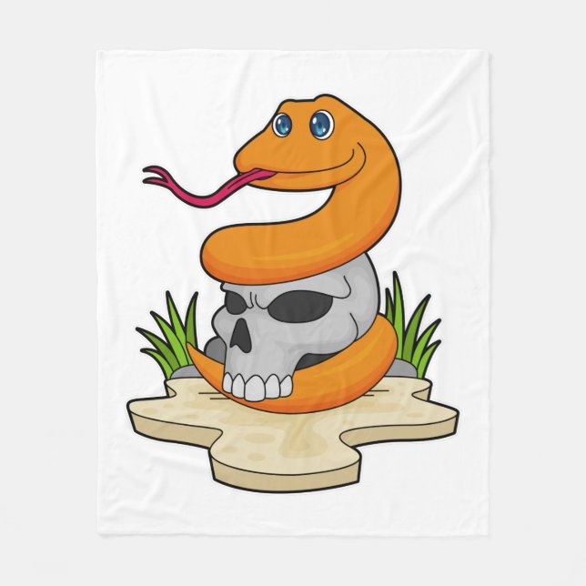 Snake with Skull Fleece Blanket (Front)