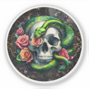 Snake With Skull Green Sticker.