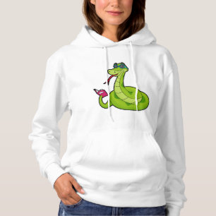 Snake with Sunglasses & Book Hoodie