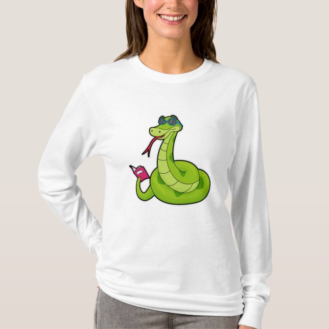 Snake with Sunglasses & Book T-Shirt (Front)
