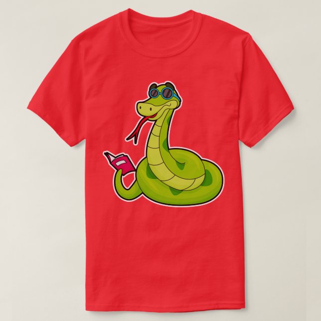 Snake with Sunglasses Book T-Shirt (Design Front)