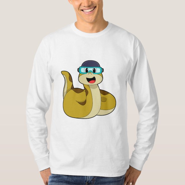 Snake with Swimming goggles T-Shirt (Front)
