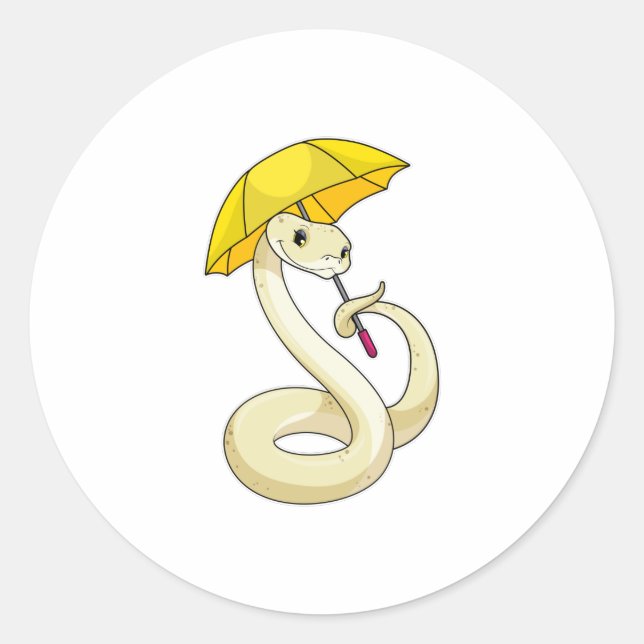 Snake with Umbrella Classic Round Sticker (Front)