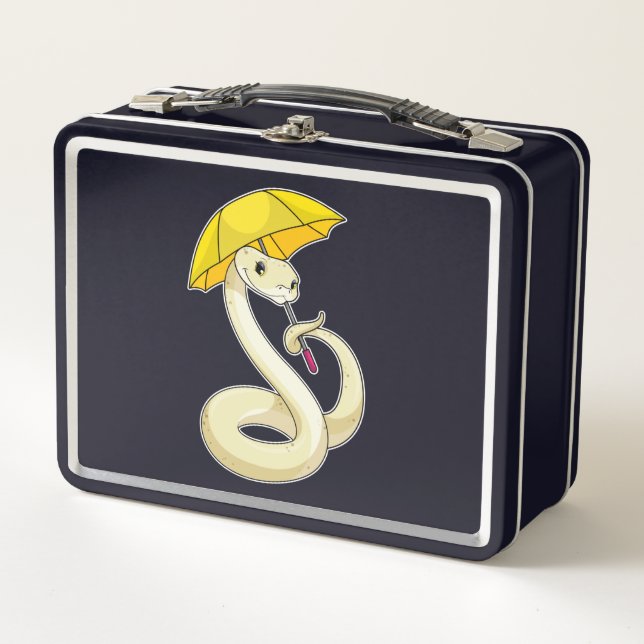 Snake with Umbrella Metal Lunch Box (Front)