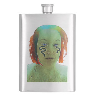 Snake Woman Self Portrait  Hip Flask