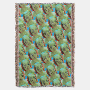 Snake Woman Self Portrait Throw Blanket
