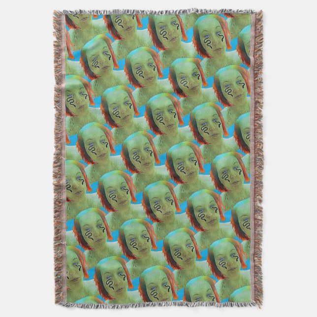 Snake Woman Self Portrait  Throw Blanket (Front Vertical)