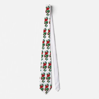 Snake Wrapped Around a Red Rose Tattoo Art Tie