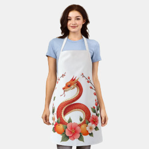 Snake year chinese cute laughing, Smiling snake Apron