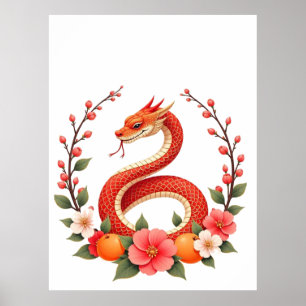 Snake year chinese  cute laughing, Smiling snake Poster
