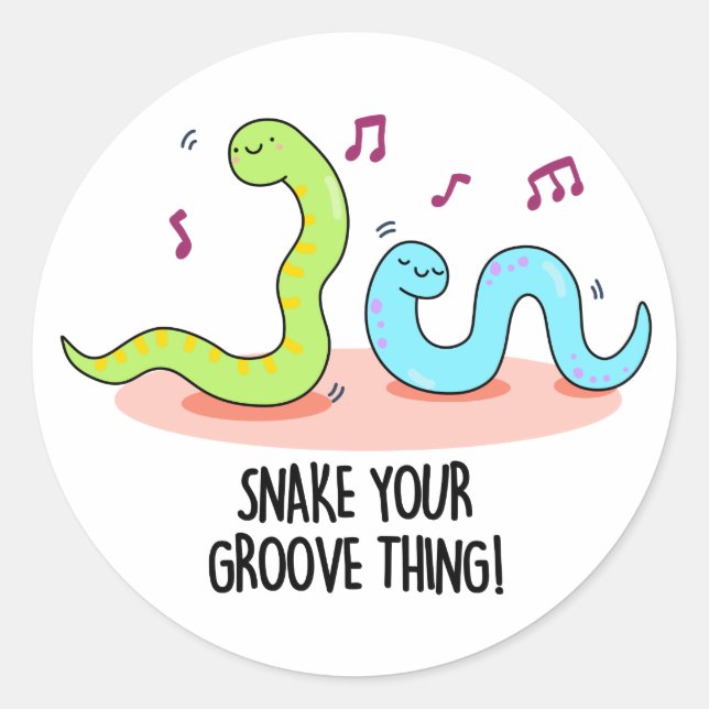 Snake Your Groove Thing Funny Disco Pun  Classic Round Sticker (Front)