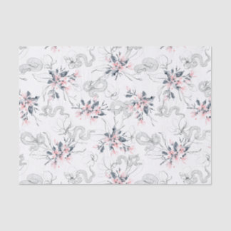 Snakes & Abstract Watercolor Pink Dogwood Flowers Tissue Paper