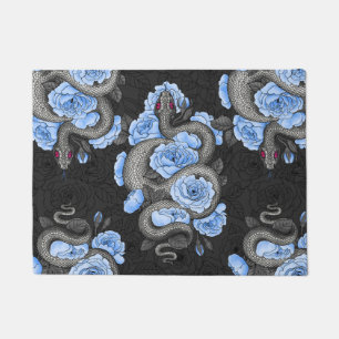 Snakes and blue roses doormat
