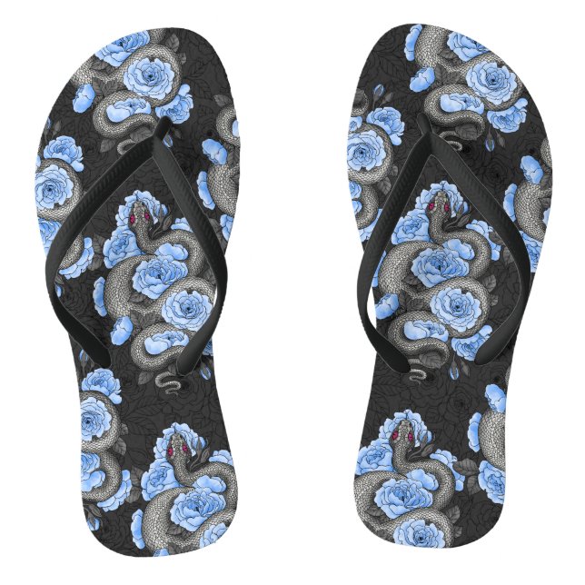 Snakes and blue roses jandals (Footbed)