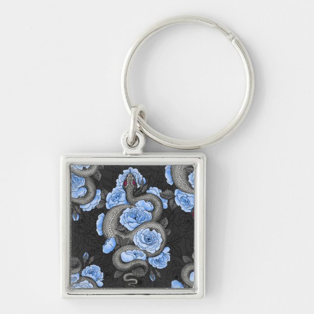Snakes and blue roses key ring (Front)