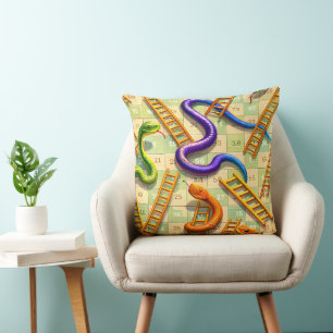 Snakes and ladders classic game board fun throw cu cushion