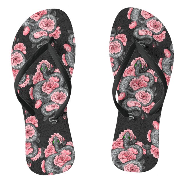 Snakes and  peach roses jandals (Footbed)