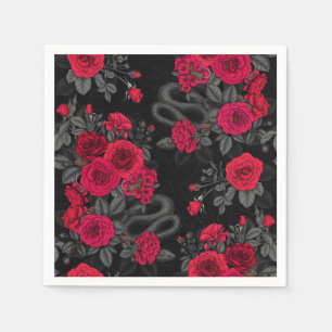 Snakes and  peach roses napkins
