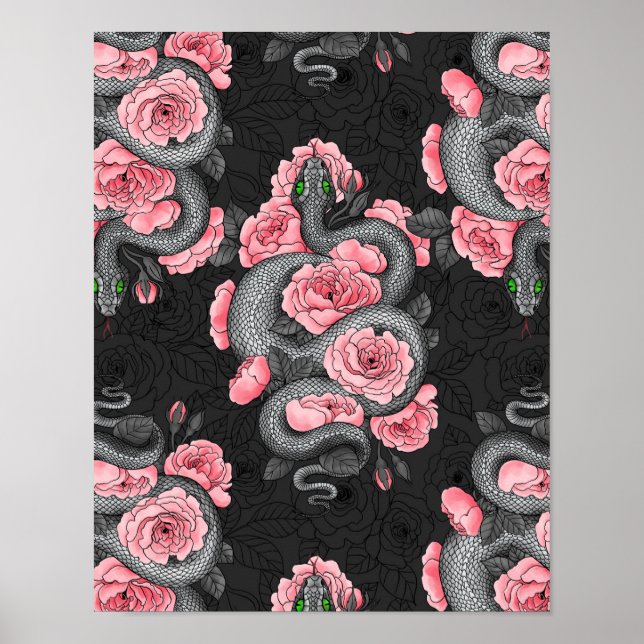 Snakes and  peach roses poster (Front)