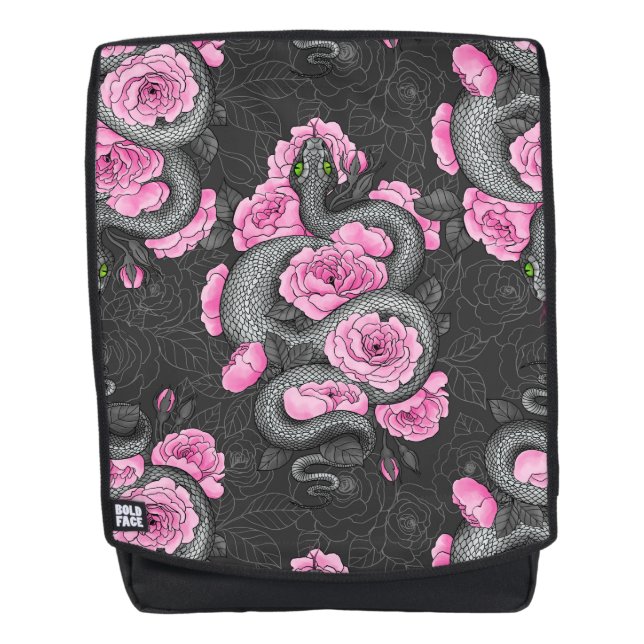 Snakes and pink roses backpack (Front)