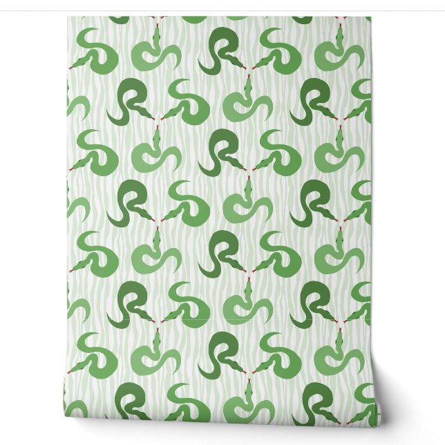 Snakes and Stripes in Green Wallpaper (Unrolling)