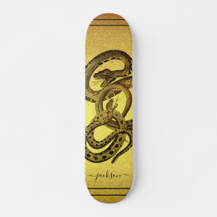 Snakes Personalised Faux Gold Foil Skateboard