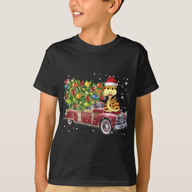 Snakes Rides Red Truck Christmas Tree Xmas Gifts T-Shirt (Front)