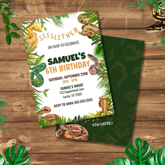 SNAKES Theme Birthday Party  Invitation (Snake Birthday Invitation for Kids | Reptile Party Printable | Editable Jungle Theme Invite)