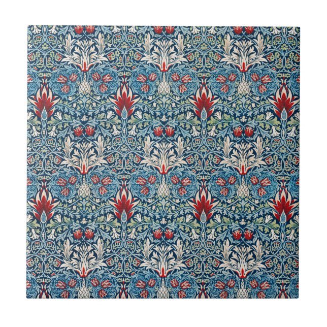 Snakeshead Fritillary Flower by William Morris Tile (Front)