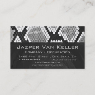 Snakeskin Grey, White, and Black Monogrammed Business Card