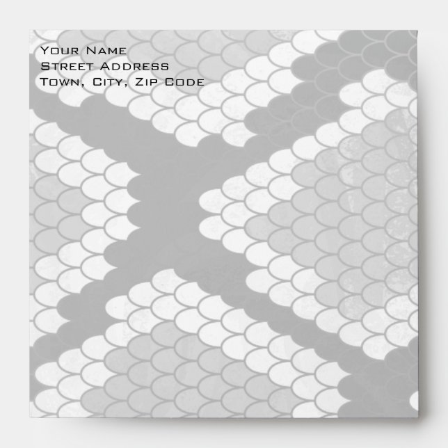 Snakeskin Grey, White, and Black Monogrammed Envelope (Front)