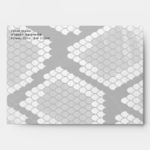 Snakeskin Grey, White, and Black Monogrammed Envelope