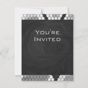 Snakeskin Grey, White, and Black Monogrammed Invitation