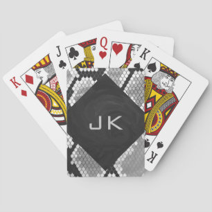 Snakeskin Grey, White, and Black Monogrammed Playing Cards