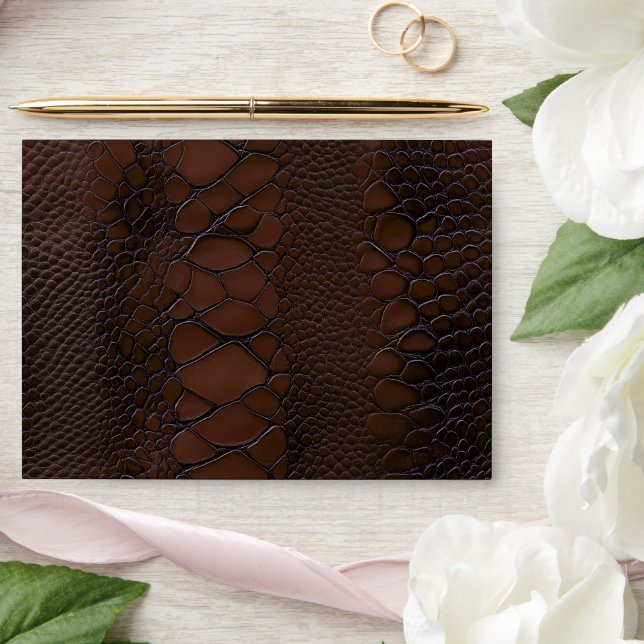 Snakeskin Leather Victorian Brown Envelope (Wedding)
