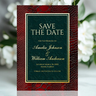 Snakeskin Leather Victorian Red Save The Date